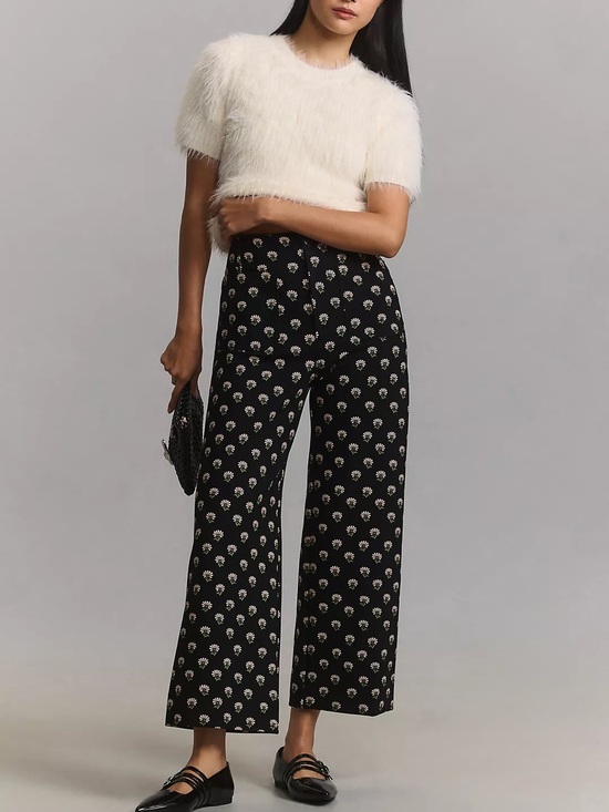 Maeve Pants - Anthropologie Maeve The Colette Cropped Wide-Leg Trousers Ponte Edition neutral